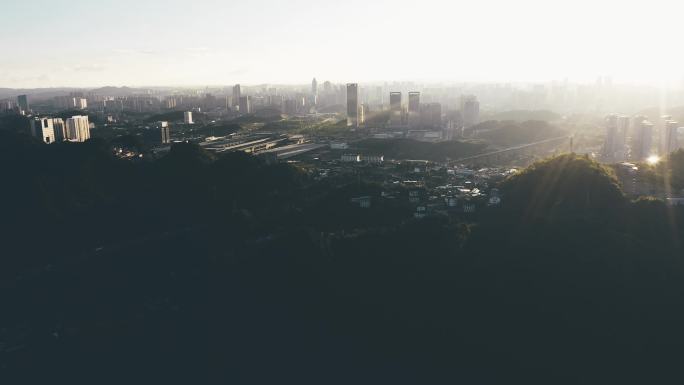 贵阳市观山湖区震撼夕阳风景航拍