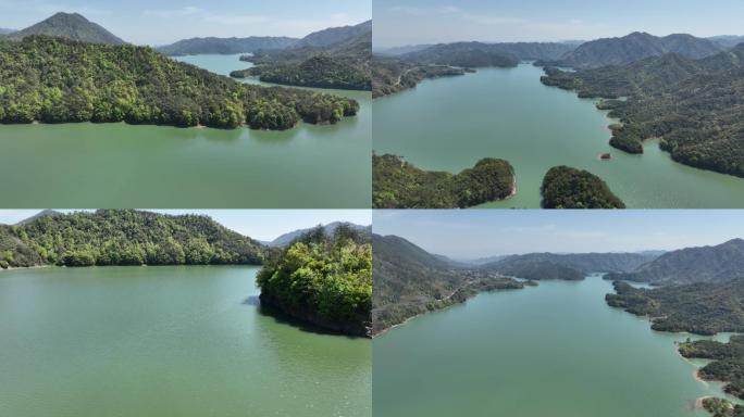 实拍航拍河湖水库