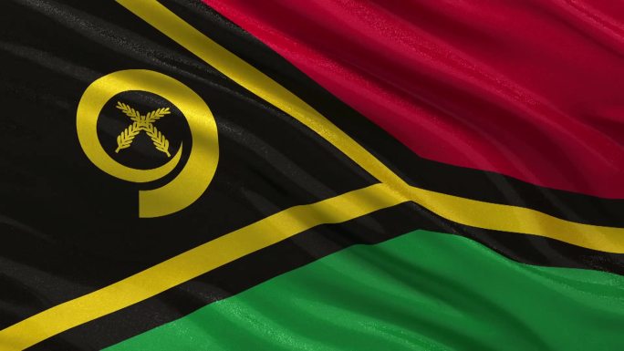 瓦努阿图共和国国旗迎风飘扬。无尽的循环。