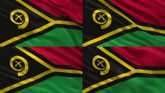 瓦努阿图共和国国旗迎风飘扬。无尽的循环。