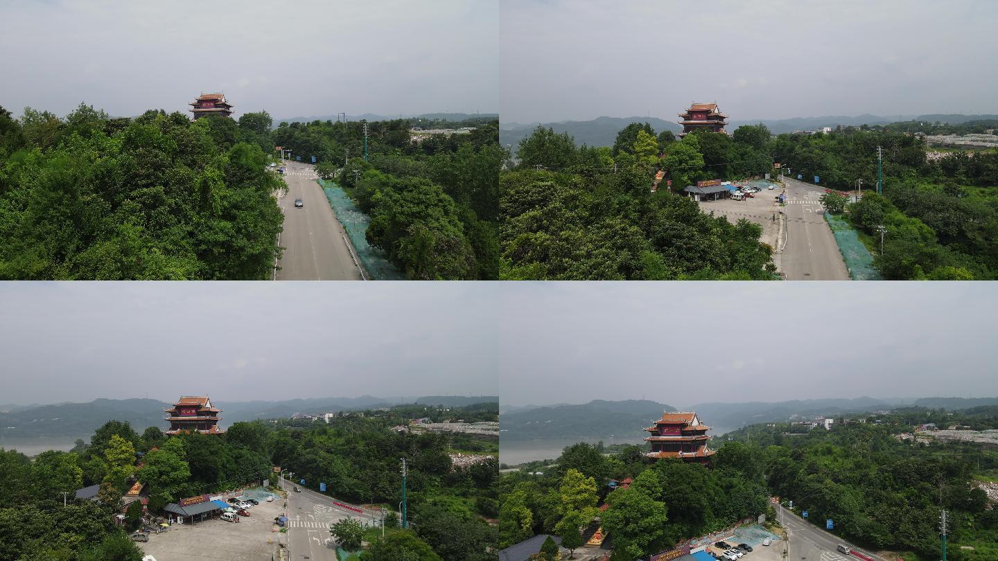 航拍湖北宜昌西陵峡妈祖庙 (2)