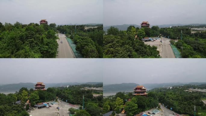 航拍湖北宜昌西陵峡妈祖庙 (2)