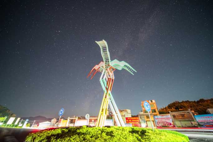 都峤山白鹤堂景区地标白花江地标星空延时