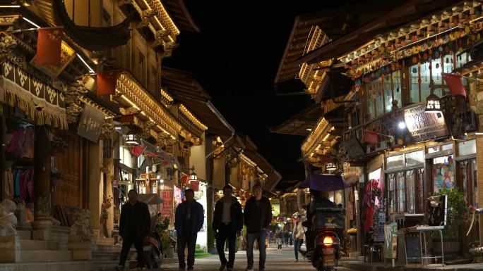 香格里拉夜景，载歌载舞，藏区舞蹈，藏区