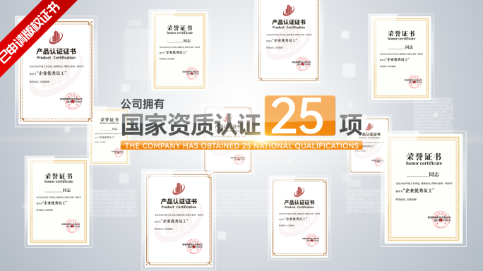 科技企业证书奖状图片展示