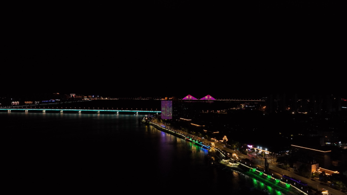 襄阳城市夜景航拍