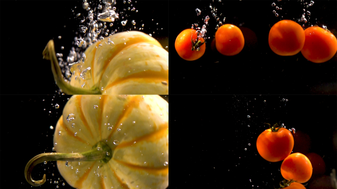 南瓜西红柿超慢入水