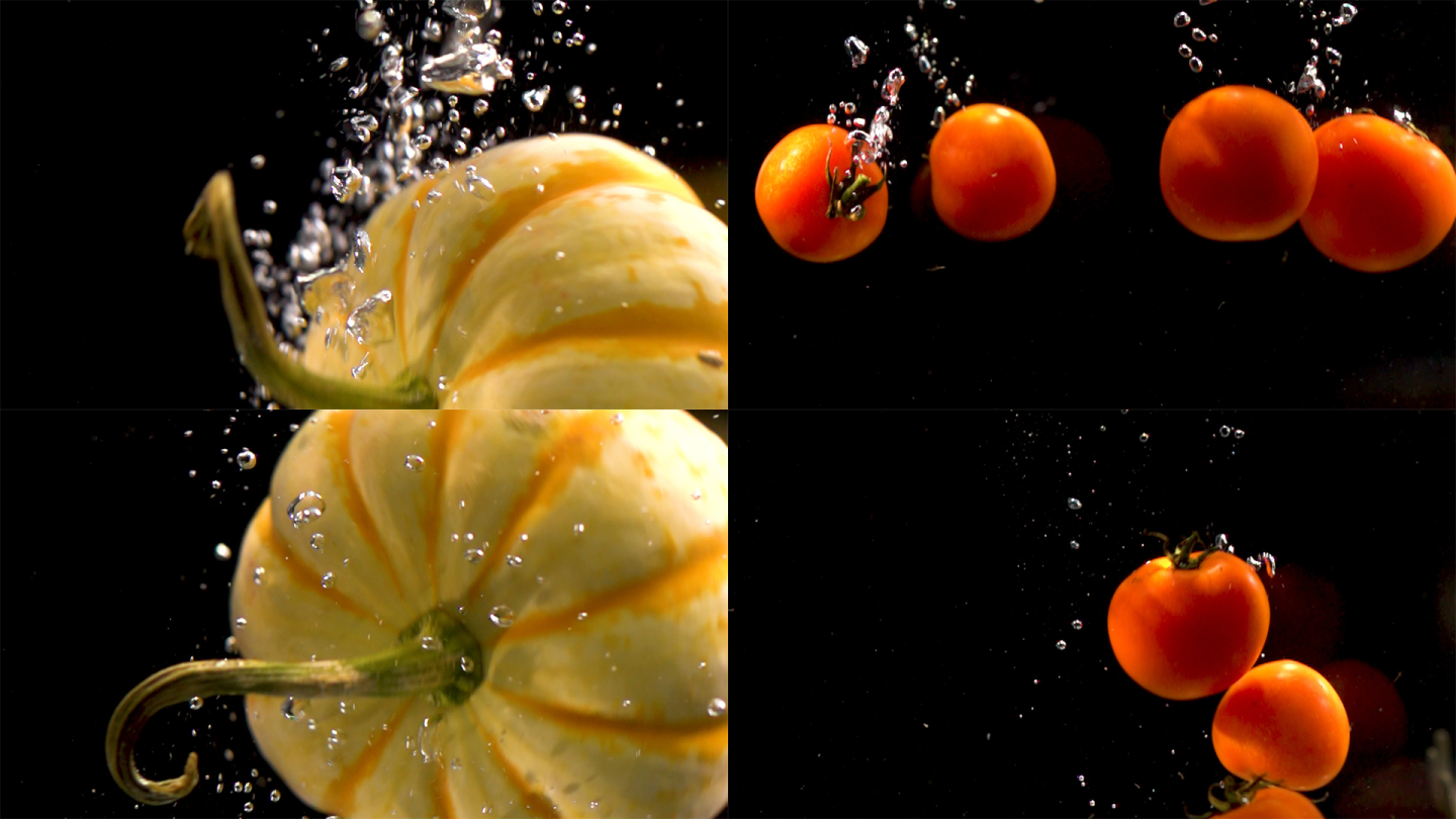 南瓜西红柿超慢入水