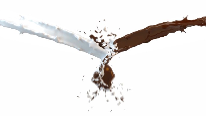 牛奶和巧克力泼洒在白色表面