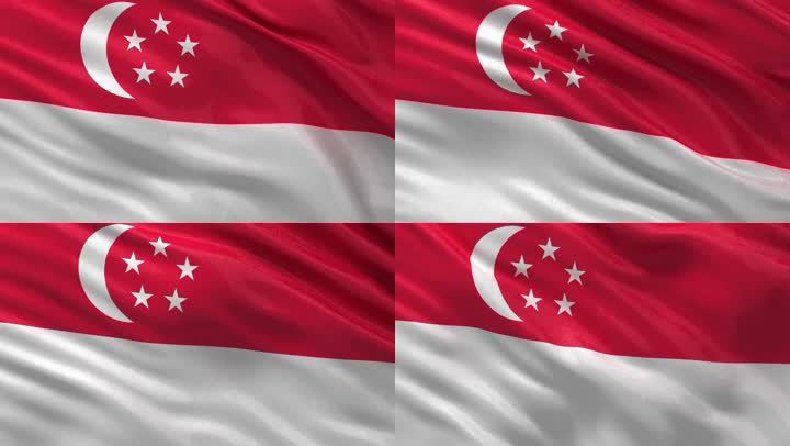新加坡国旗迎风飘扬