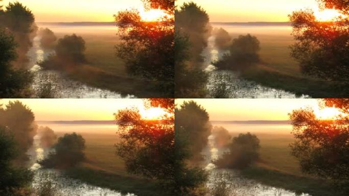 日出雾笼罩的风景。Hd延时。