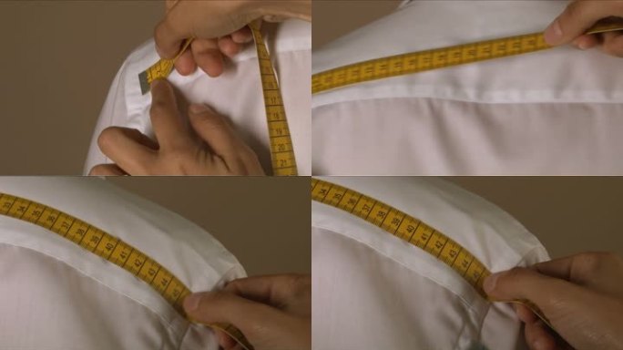 裁缝测量衬衫生产的不同部位或身体。使人变得敏锐的措施；S衬衫。裁剪工作。纺织品糖果。