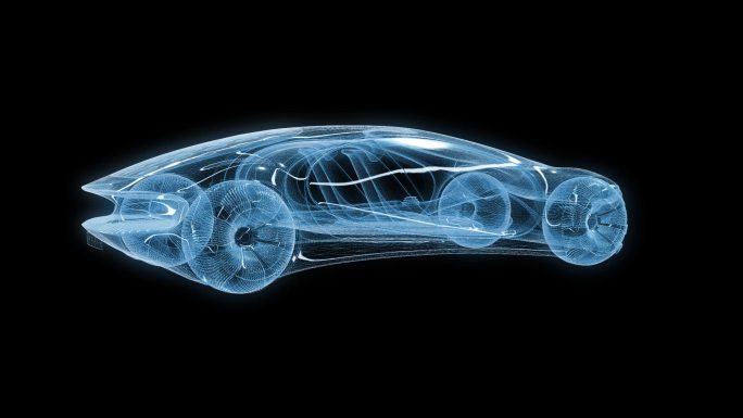 透视全息未来概念汽车透明通道素材