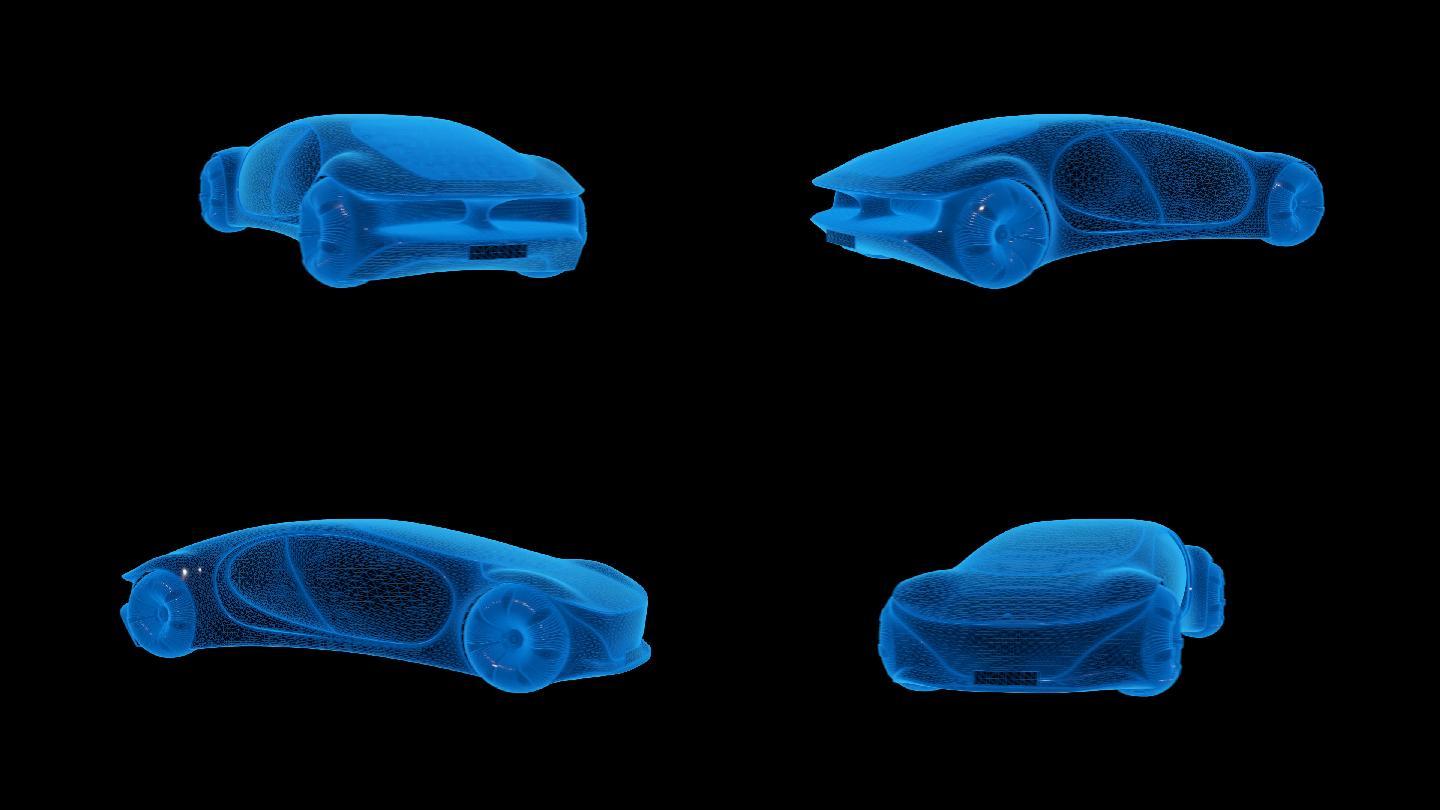 蓝色科技线条全息概念汽车透明通道素材