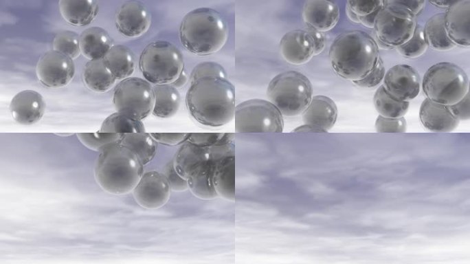 空中飞行的玻璃球3D动画