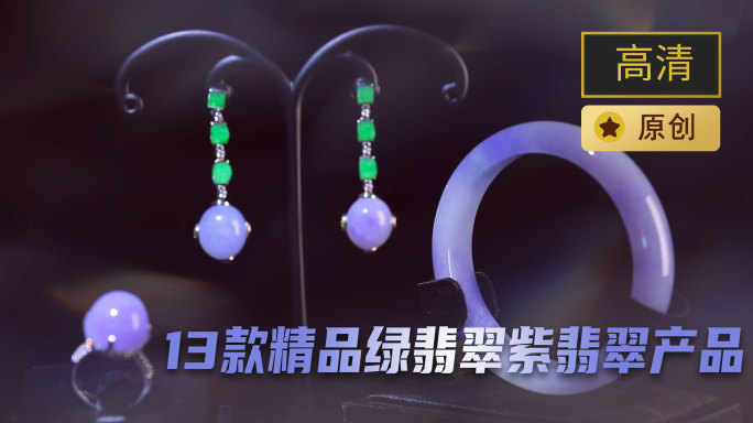 13款绿翡翠紫翡翠手镯项链耳环素材