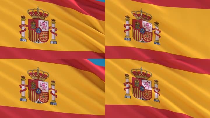 西班牙国旗迎风飘扬