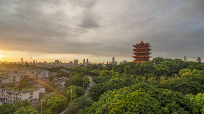 武汉黄鹤楼日转夜延时