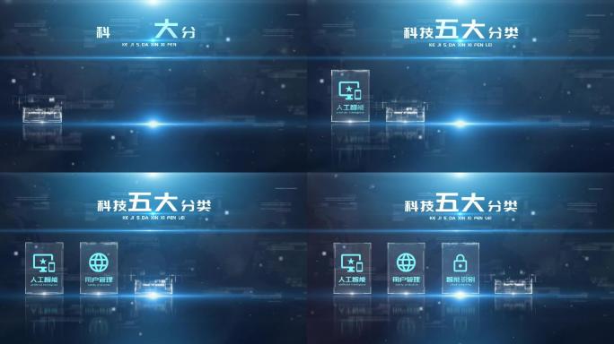 【5】蓝色科技信息文字ae模板包装五