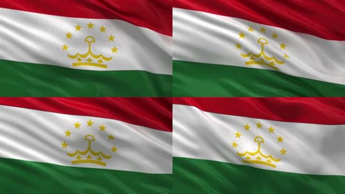 风中的塔吉克斯坦国旗。无尽的循环。