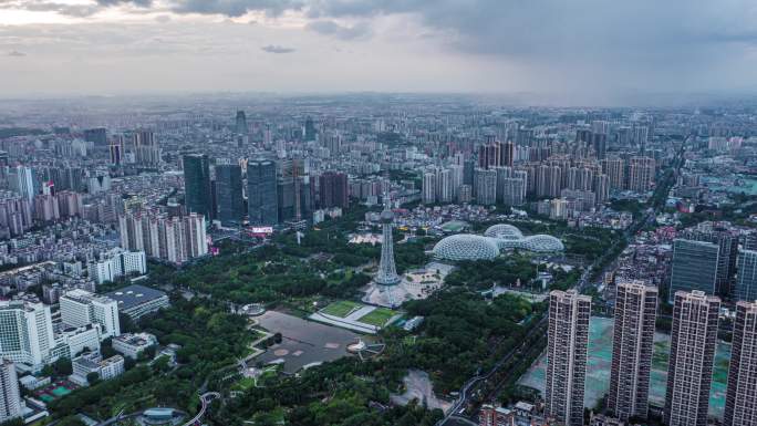 佛山地标岭南明珠公园延时航拍