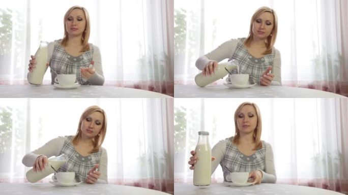 孕妇喝茶、倒牛奶放松心情