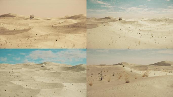 超写实绝美沙漠场景，雄伟沙丘