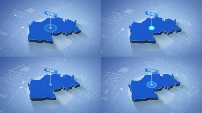 新洲区蓝色科技感定位简约地图