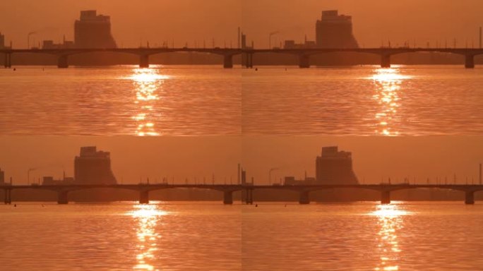 大河大桥上的日落