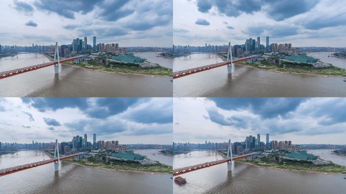 多云天气下的重庆千厮门嘉陵江大桥延时