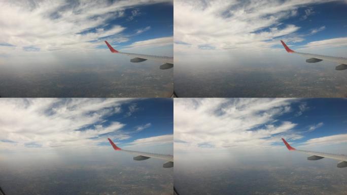 民航飞机空中视角飞机舷窗视角实拍飞机