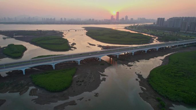 航拍厦门下潭尾湿地公园