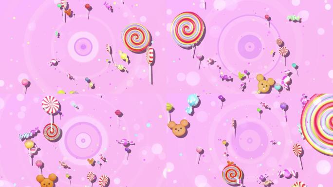 粉色圆圈背景糖果棒棒糖冲屏视频