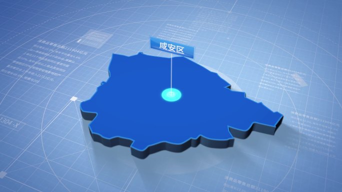 咸安区蓝色科技感定位简约地图