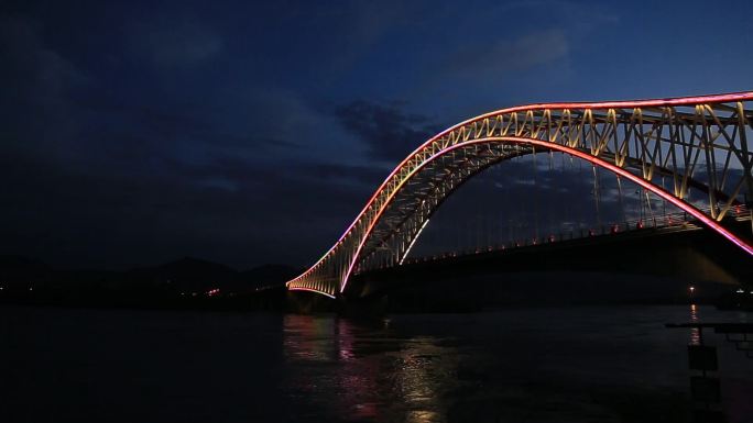 黄河上的一座桥傍晚延时