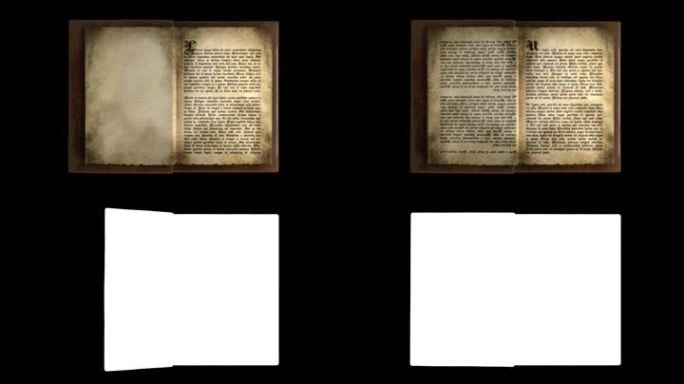 带有翻转空白页的旧风景书，带有Alpha通道。