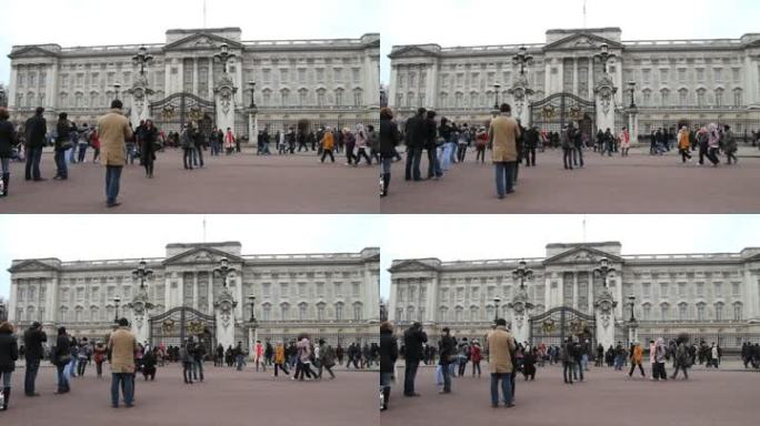 伦敦白金汉宫前的游客