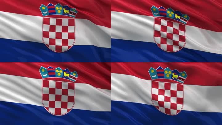 克罗地亚国旗在风中轻轻飘扬。无缝线圈采用优质光泽面料。