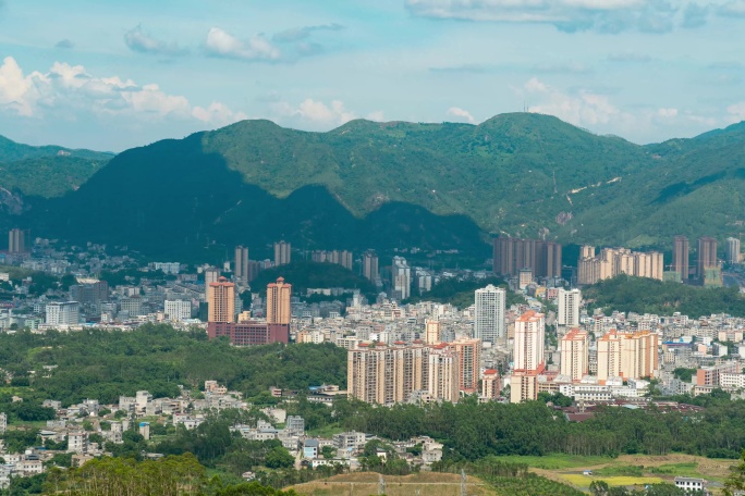 广西玉林陆川县城区蓝天白云6K延时