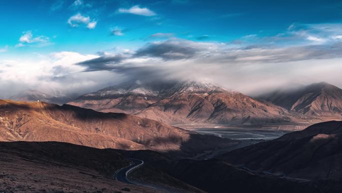 西藏圣湖羊卓雍措沿途绝美风光延时摄影素材