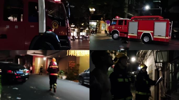 消防救援大队接到居民住宅火情出动消防车