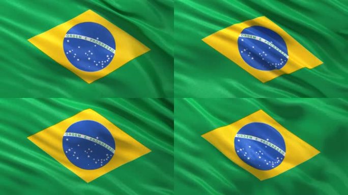 巴西国旗在风中无休止地飘扬