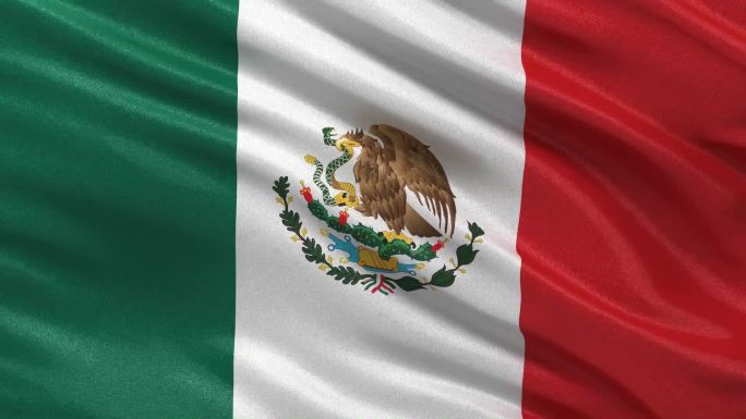 墨西哥国旗在风中无休止地飘扬
