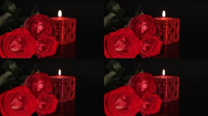 把焦点从红玫瑰转移到蜡烛上。