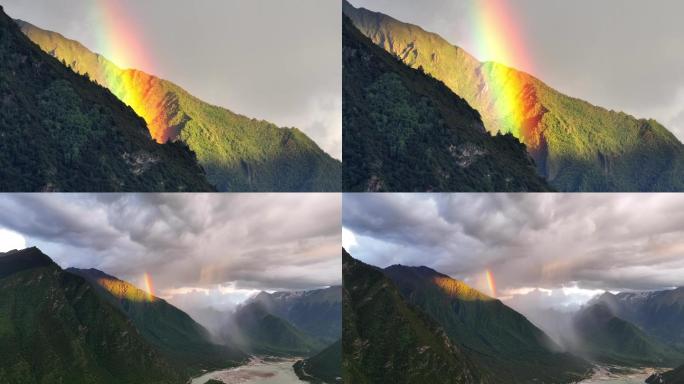 4K西藏雨后彩虹航拍