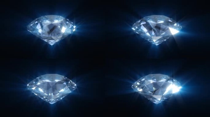 旋转蓝色闪亮钻石-环形3D动画