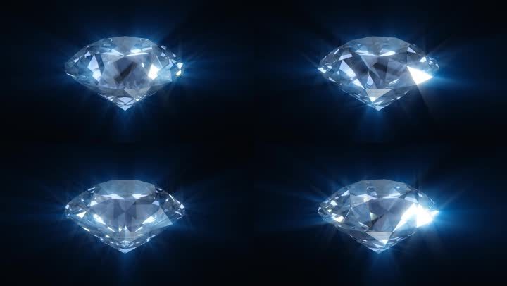 旋转蓝色闪亮钻石-环形3D动画