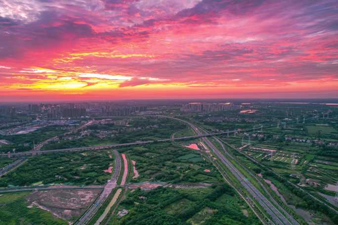 湖北荆州交通延时 江边夕阳延时 4K