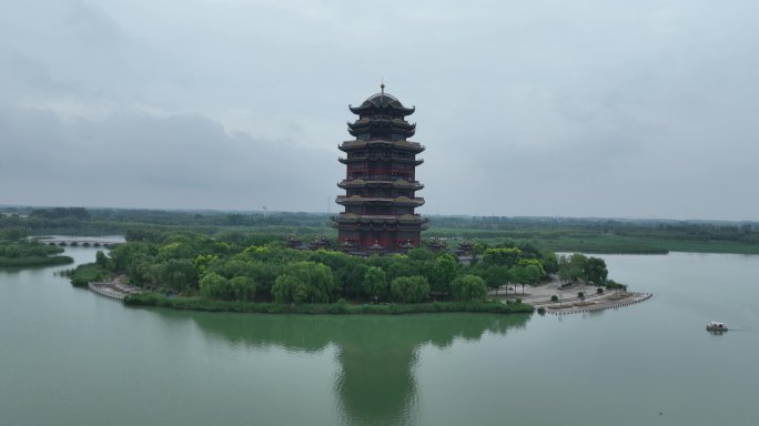 滨州蒲湖黄河楼航拍