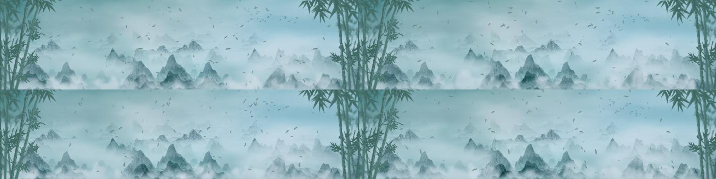 超宽屏中国风水墨山水云雾背景循环